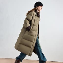 TOYOUTH Women Long Fluoride-Free Water Resistant Down Jacket 2026 Winter New Corduroy Double Collar Badge Embroidered Outerwear