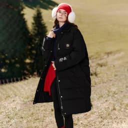 TOYOUTH Women Long Fluoride-Free Water Resistant Down Jacket 2026 Winter New Corduroy Double Collar Badge Embroidered Outerwear