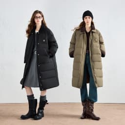 TOYOUTH Women Long Fluoride-Free Water Resistant Down Jacket 2026 Winter New Corduroy Double Collar Badge Embroidered Outerwear