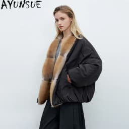 AYUNSUE 90g White Goose Down Coat Woman Clothing Qinggen Mink Fur Collar Winter Jacket Women Fashion Warm Parka Jaqueta Feminina