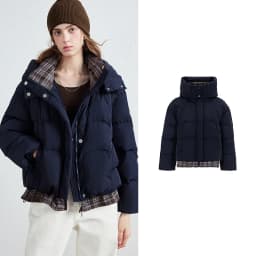 TOYOUTH Women Down Jacket 2026 Winter New Plaid Spliced Quilted 90% White Duck Down Layering Outerwear