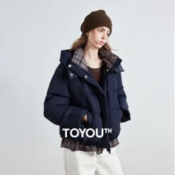 TOYOUTH Women Down Jacket 2026 Winter New Plaid Spliced Quilted 90% White Duck Down Layering Outerwear