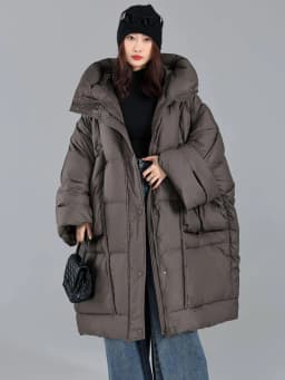 Janveny 2026 Newest Winter Loose Long Puffer Jacket Women Hooded 90% White Duck Down Coat Female Fluffy Warm Down Parka Outwear