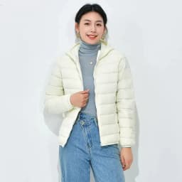 Women's Lightweight Casual Hooded Down Jacket Autumn Winter Minimalist Short Down Coats Female Solid Color Zipper Warm Outerwear
