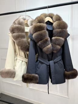 Janveny Luxury Women's Winter Down Jacket 2026 New Large Natural Real Fox Fur Cuff 90% White Duck Down Coat Female Feather Parka