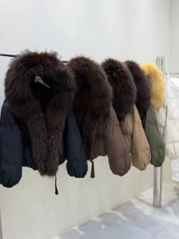Lagabogy New Fashion Winter Clothes Women Duck Down Coat With Big Natural Fur Collar Hooded Loose Puffer Jacket Female