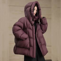 High-End Down Jacket Women 2026 Winter Thicken Cream Puff-Like Warm Hooded Loose White Duck Down Fashion Women Down jacket H575