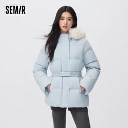 Semir Women Down Jacket Mid Length Water Repellent Windproof 90 Percent Down Fill Plush Collar Modern Style 2026 New