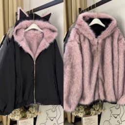 Korean Sweet Hot Girl Two Way Wear Cat Ear Design Hooded Coat Women Y2k Vintage Loose Down Jacket Winter Casual Warm Outerwear