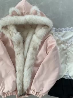 Sweet Cute Faux Fur Hooded Coat Women Y2k Aesthetics Cat Ear Design Loose Outwear Winter Casual Kawaii Fashion Warm Jacket New