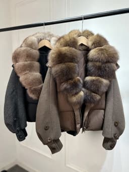 Janveny New 2026 Winter Clothes Women Short Big Real Fox Fur Jacket White Duck Down Coat Natural Fur Female Puffer Jackets Parka