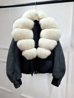 Janveny New 2026 Winter Clothes Women Short Big Real Fox Fur Jacket White Duck Down Coat Natural Fur Female Puffer Jackets Parka