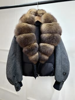 Janveny New 2026 Winter Clothes Women Short Big Real Fox Fur Jacket White Duck Down Coat Natural Fur Female Puffer Jackets Parka