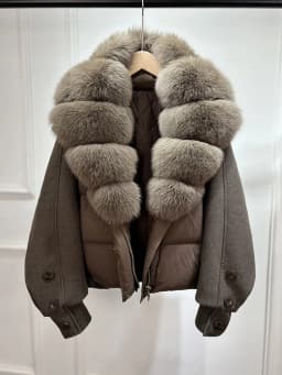 Janveny New 2026 Winter Clothes Women Short Big Real Fox Fur Jacket White Duck Down Coat Natural Fur Female Puffer Jackets Parka