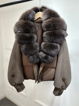 Janveny New 2026 Winter Clothes Women Short Big Real Fox Fur Jacket White Duck Down Coat Natural Fur Female Puffer Jackets Parka