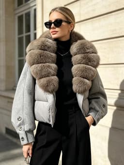 Janveny New 2026 Winter Clothes Women Short Big Real Fox Fur Jacket White Duck Down Coat Natural Fur Female Puffer Jackets Parka