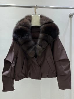 Lagabogy Women's Winter Down Jacket Real Fur Coat Huge Natural Fox Fur Duck Down Jacket Casual Female Feather Parka Puffer Coat