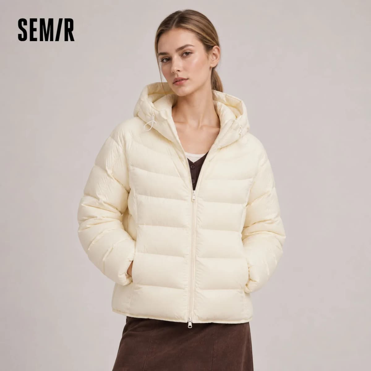 Semir Women Down Jacket 90 Percent Down Fill Water Repellent Loose Fit Hooded Versatile Quilted 2026 New Winter Daily Wear