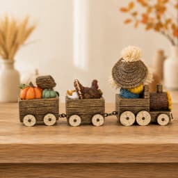 Hodao Scarecrow Resin Fall Harvest Train Figurine, Locomotive with Turkey Pumpkin Sunflower Wagons, Thanksgiving Tabletop Decoration, Rustic Autumn Farmhouse Shelf Sitter Ornament for Mantel, Home, Patio and Seasonal Holiday Display