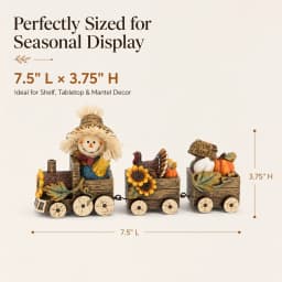 Hodao Scarecrow Resin Fall Harvest Train Figurine, Locomotive with Turkey Pumpkin Sunflower Wagons, Thanksgiving Tabletop Decoration, Rustic Autumn Farmhouse Shelf Sitter Ornament for Mantel, Home, Patio and Seasonal Holiday Display