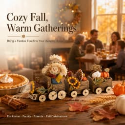 Hodao Scarecrow Resin Fall Harvest Train Figurine, Locomotive with Turkey Pumpkin Sunflower Wagons, Thanksgiving Tabletop Decoration, Rustic Autumn Farmhouse Shelf Sitter Ornament for Mantel, Home, Patio and Seasonal Holiday Display