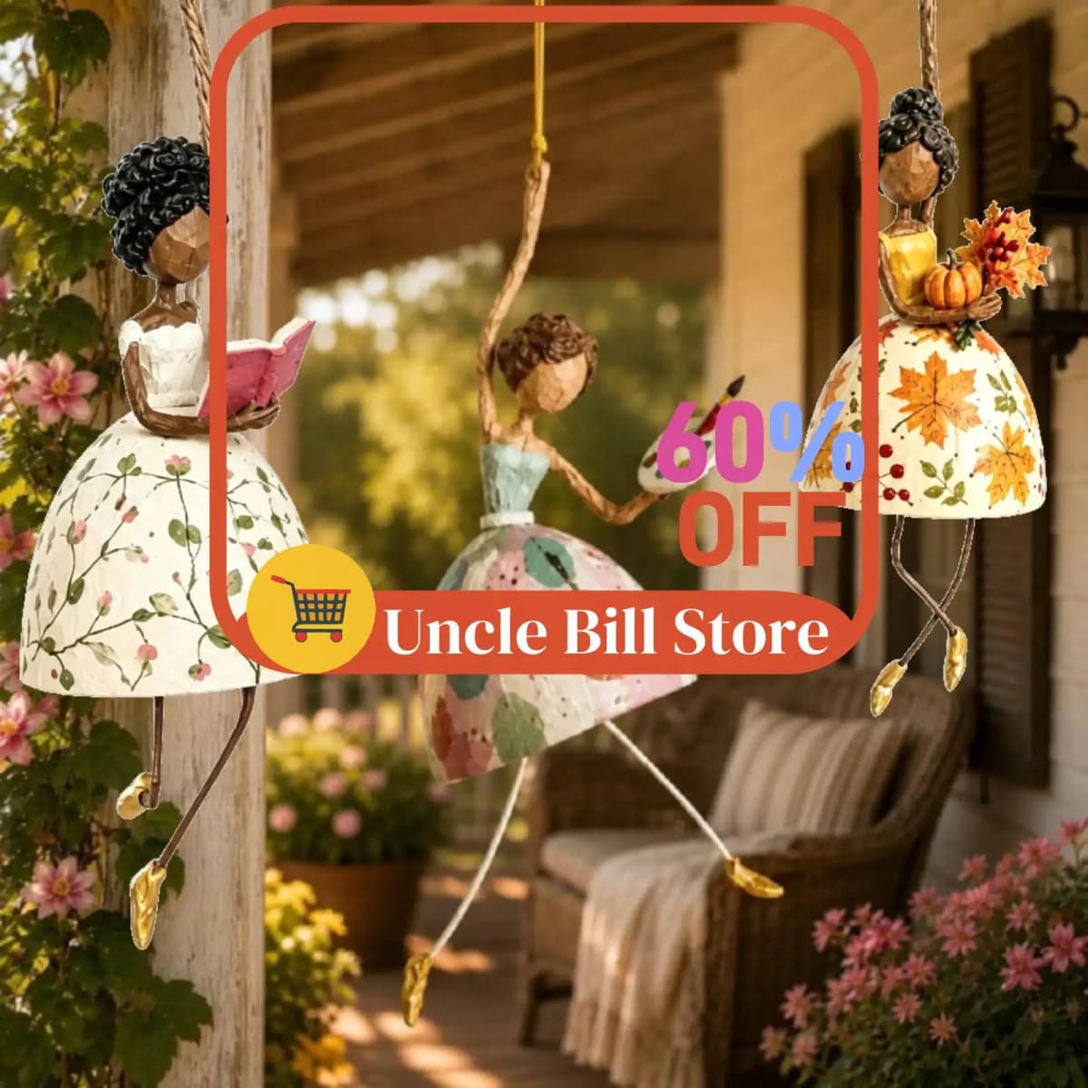 Hand Painted Ballerina Lady Figurine with Dangling Legs Whimsical Dancing Lady Hanging Ornament Vintage Women's Shaped Decor