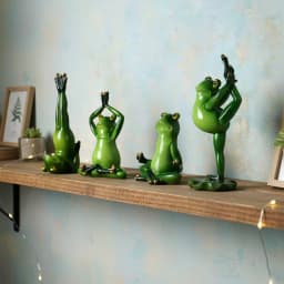 Meditation Gift Yoga Frog Figurines Lotus Pose Headstand Splits Prayer Pose Zen Animal Statue Bookshelf Decorations Shelf