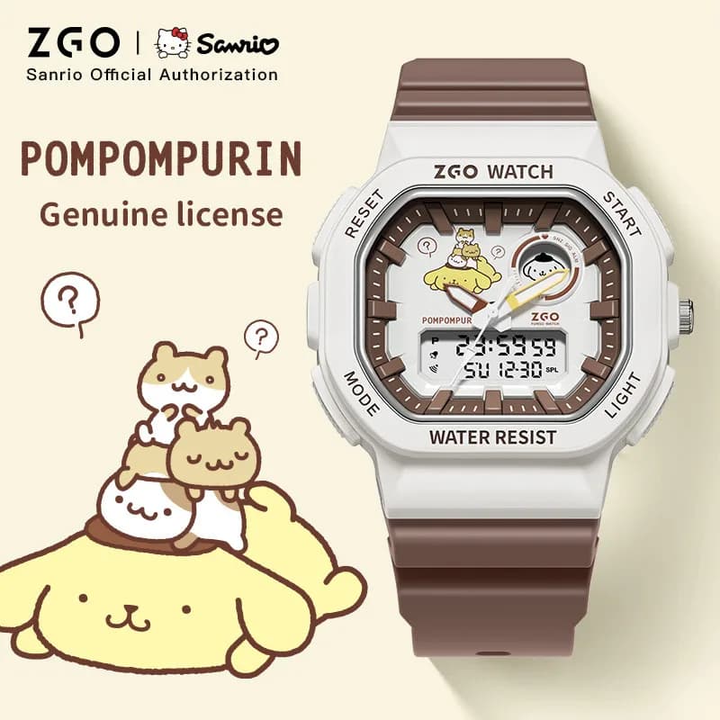 Zgo Sanrio pomporpurin kids watch for boys, waterproof with night light, sports digital chronograph watch 810