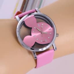 Mickey Mouse Minni Steel Quartz Watch Cartoon Children Watches Crystal Diamond Ladies Student Women Anime Clock Girls Golden