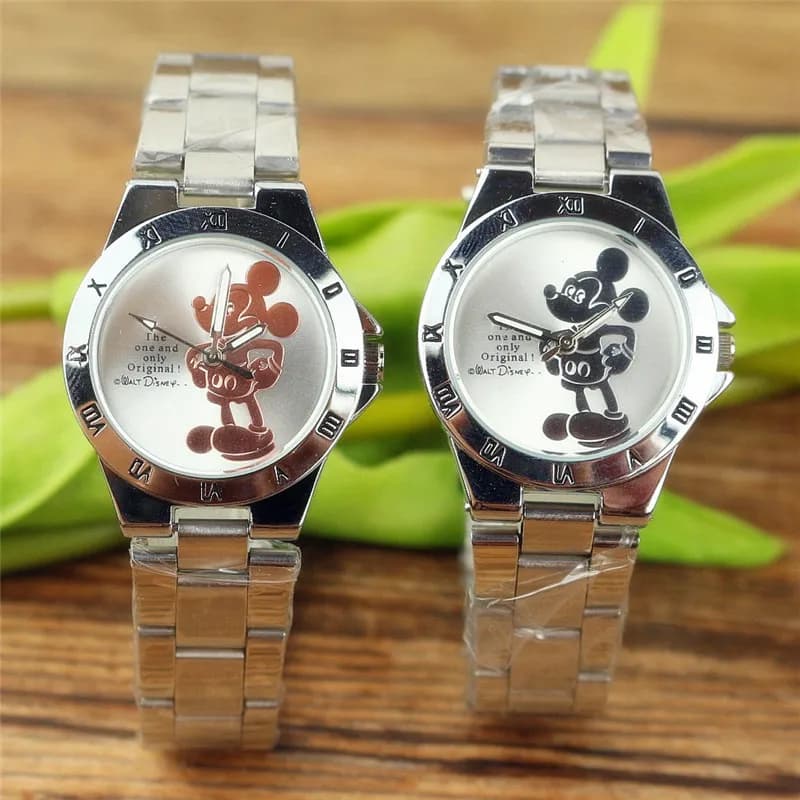 Mickey Mouse Minni Steel Quartz Watch Cartoon Children Watches Crystal Diamond Ladies Student Women Anime Clock Girls Golden