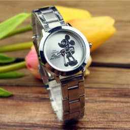 Mickey Mouse Minni Steel Quartz Watch Cartoon Children Watches Crystal Diamond Ladies Student Women Anime Clock Girls Golden