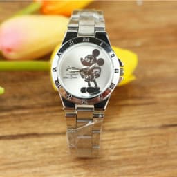 Mickey Mouse Minni Steel Quartz Watch Cartoon Children Watches Crystal Diamond Ladies Student Women Anime Clock Girls Golden