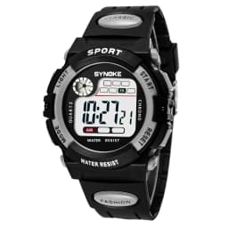 Synoke Kids Digital Sport's Watches Fashion PU Strap Led Waterproof Boy Girl Military Wristwatch Student Alarm Clock