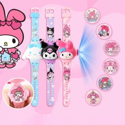 Fashion Projection Hello Kitty Children Watches Silicone Strap Cute Kuromi Girls Watch Kids Student School Gift Relogio Infantil