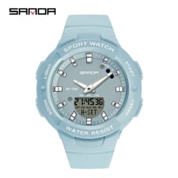 SANDA 6005 Dual Display Electronic Watches Fashion Outdoor Leisure Silicone Strap Student Wrist Watch for Boy and Girl