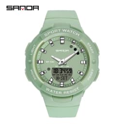 SANDA 6005 Dual Display Electronic Watches Fashion Outdoor Leisure Silicone Strap Student Wrist Watch for Boy and Girl