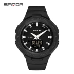 SANDA 6005 Dual Display Electronic Watches Fashion Outdoor Leisure Silicone Strap Student Wrist Watch for Boy and Girl