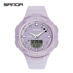 SANDA 6005 Dual Display Electronic Watches Fashion Outdoor Leisure Silicone Strap Student Wrist Watch for Boy and Girl