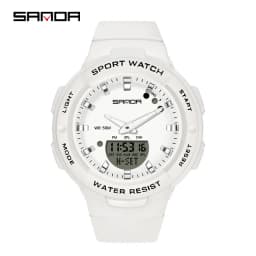 SANDA 6005 Dual Display Electronic Watches Fashion Outdoor Leisure Silicone Strap Student Wrist Watch for Boy and Girl
