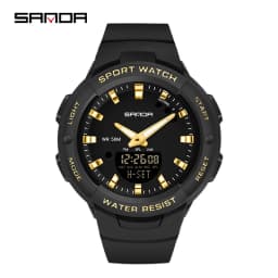 SANDA 6005 Dual Display Electronic Watches Fashion Outdoor Leisure Silicone Strap Student Wrist Watch for Boy and Girl