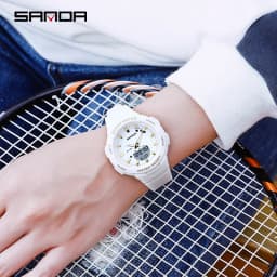 SANDA 6005 Dual Display Electronic Watches Fashion Outdoor Leisure Silicone Strap Student Wrist Watch for Boy and Girl