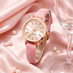 5-Piece Set of New Cute Pink Children's Watches with Heart-Shaped Pattern Decorations, Suitable for Daily Wear, Exquisite Birthday Gifts, and the Perfect Gift for Children