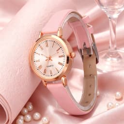 5-Piece Set of New Cute Pink Children's Watches with Heart-Shaped Pattern Decorations, Suitable for Daily Wear, Exquisite Birthday Gifts, and the Perfect Gift for Children
