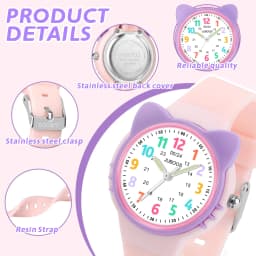 Kids Watch Analog for Boys Girls Toddler 3-12 Learning Time 3ATM Waterproof Quartz Children Wirstwatch with Easy to Read Kids