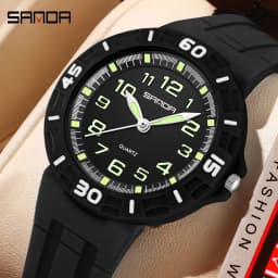 SANDA Popular Children Student Quartz Watch Fashion Simple Waterproof Silicone Strap Kids Wristwatch