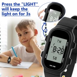 Socico Digital Watch Student Electronic Outdoor Sports Boy Luminous Waterproof MultiFunction Watch Retro Square Watch