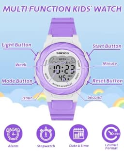 SOCICO Electronic Watch For Boys Girls Children Luminous Dial Military Sport Watches for Kids Waterproof Multi-function Digital