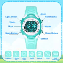 Socico Fashion Kids Sports Watches 7-colors Luminous Multifunction LED Digital Watch Boys and Girls Student Children's Watches