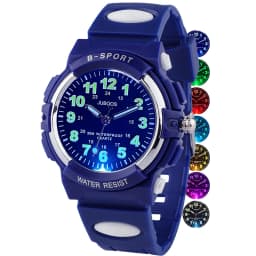 Socico Children's Watches for Boy Girl Color LED Display Digital Alarm Clock Waterproof Sports Kids Wristwatches