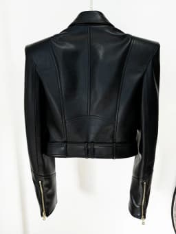 HIGH STREET New Fashion 2026 Designer Jacket Women's Peak Shoulder Double Breasted Lion Buttons Faux Leather Jacket Moto Jacket